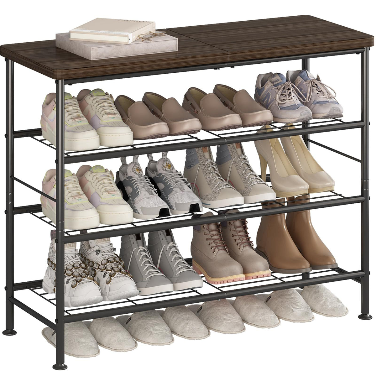 4-Tier 5-Tier 6-Tier Metal Shoe Rack Organizer, Decorations For Home, 28.15" / 35.82" / 45.3" Large Stable Stackable Shoe Tower, Room Decor, Suitable For Entrance Wardrobes, Bedroom Garages, Space Saving