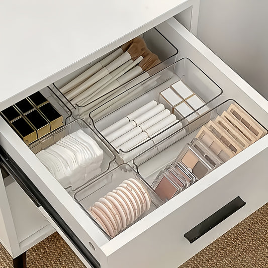 6pcs Acrylic Drawer Dividers Organizer, Suitable for Desktop Clutter Storage, Office Stationery Storage, Drawer Cosmetic Storage, Desk & Drawer Organizer for Home Storage