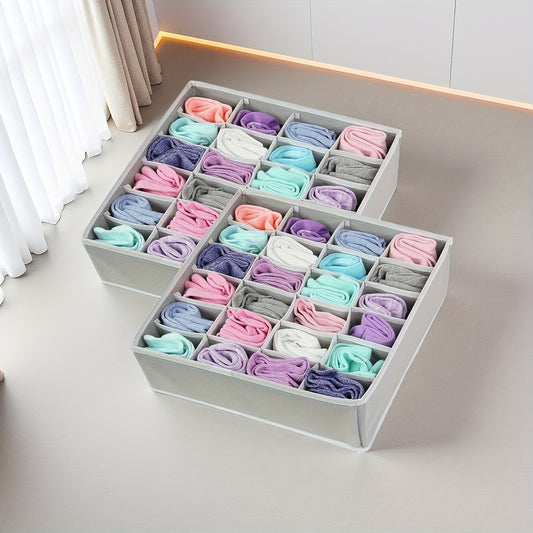24 Compartment Packing Bag, Storage Bag, Lingerie And Sock Storage Box, 1pc - Sock Lingerie Organizer Dividers, Drawer Organizer Fabric Folding Cabinet Wardrobe And Storage Box, Can Be Used to Store Socks, Lingerie, Ties