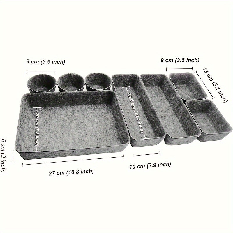 8pcs Desk Drawer Organizers, Multi-Use Felt Shallow Narrow Drawer Organizers, Separators Storage Box, Basket Shelf Cubes Foldable Drawer Dividers Desk Organisers for Home, Bedroom And Living Room