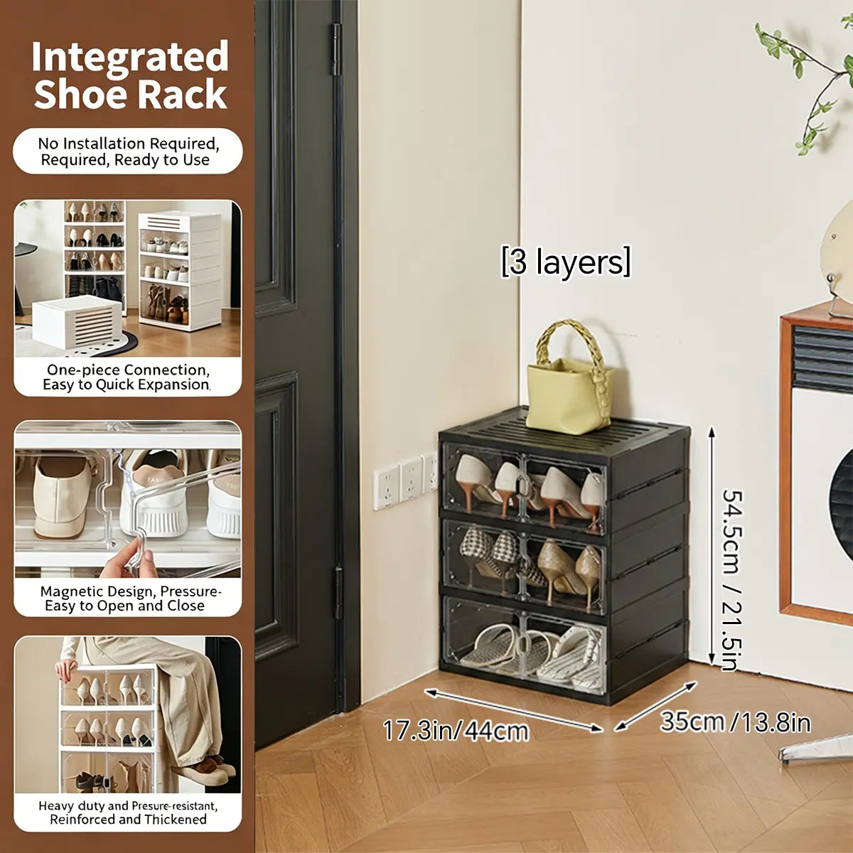 MiAoLi 10-Layer Folding Shoe Rack Organizer, Magnetic Transparent Door Plastic Shoe Cabinet with Quick Magnetic Close & Door Snap, Stackable, 20-Pair Capacity, Sturdy, No-Installation, Simple Design, Space-Saving, Indoor Furniture (TikTok Shop)