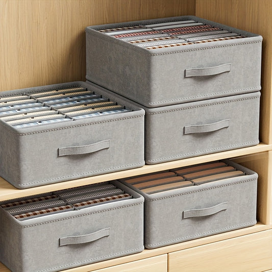 1pc Foldable drawer organizer with handle - Stackable fabric storage box for socks, underwear, bras, ties, and accessories - Modern wardrobe organizing solution, wardrobe organizer and storage box, home organizing storage box