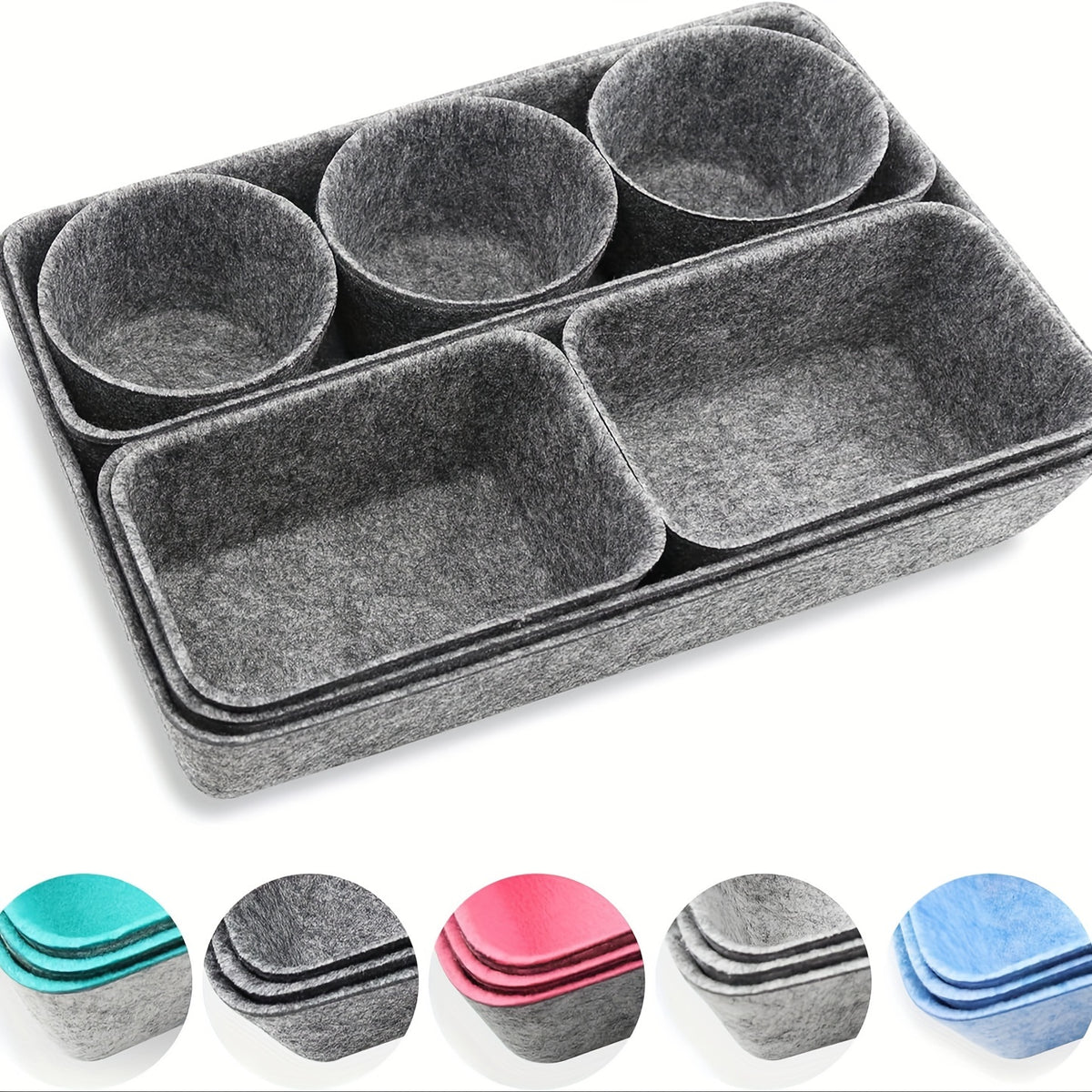 8pcs Desk Drawer Organizers, Multi-Use Felt Shallow Narrow Drawer Organizers, Separators Storage Box, Basket Shelf Cubes Foldable Drawer Dividers Desk Organisers for Home, Bedroom And Living Room
