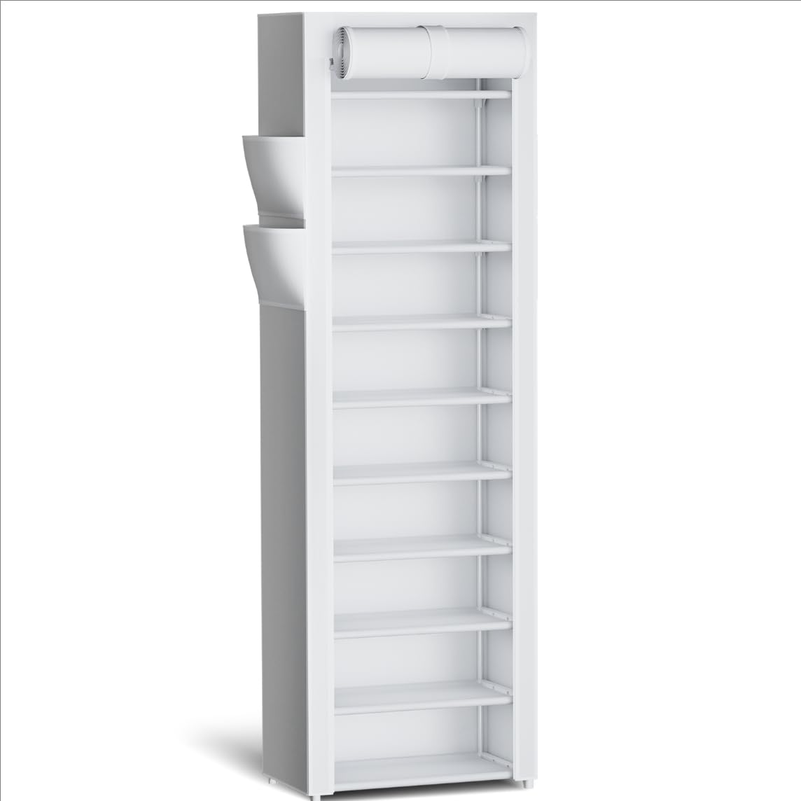 Kitsure 10-Tier Shoe Rack with Cover, Vertical Shelf, 17.5" Wide, Black