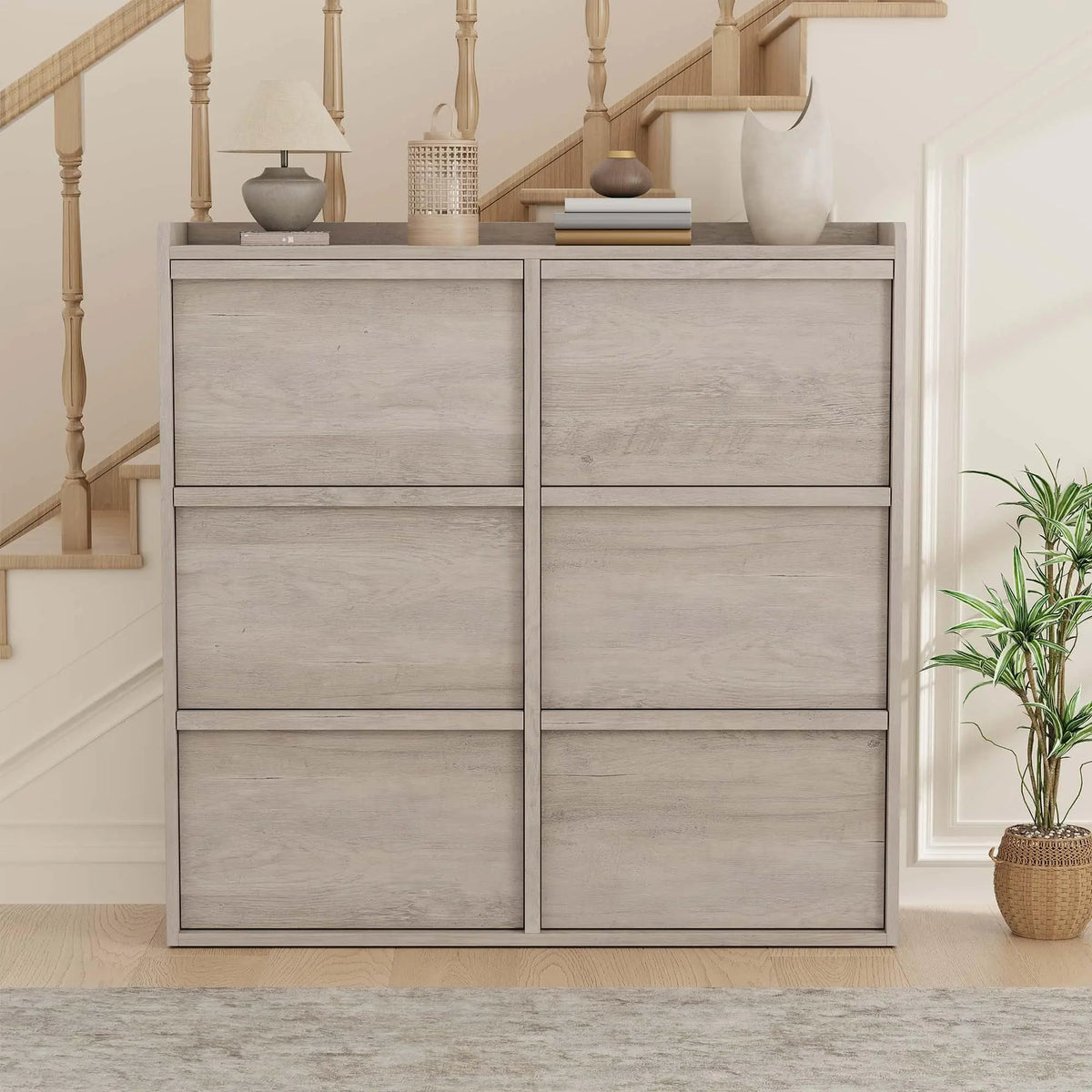 ZR-Garvee Tilt-out drawers Shoe Cabinet with 3 Flip Drawers, Space-saving,22 styles,Adjustable Shelf, Save space,Modern ,Hidden Shoe Storage Organizer for Entryway,aisle cabinet, Hallway and Living Room