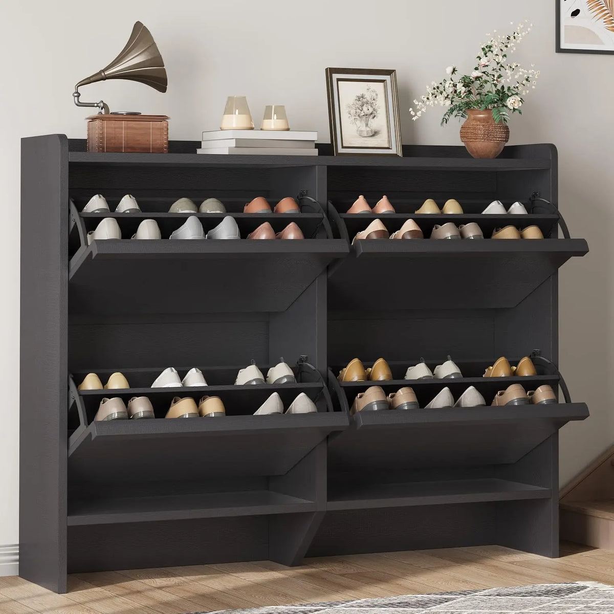 ZR-Garvee Tilt-out drawers Shoe Cabinet with 3 Flip Drawers, Space-saving,22 styles,Adjustable Shelf, Save space,Modern ,Hidden Shoe Storage Organizer for Entryway,aisle cabinet, Hallway and Living Room