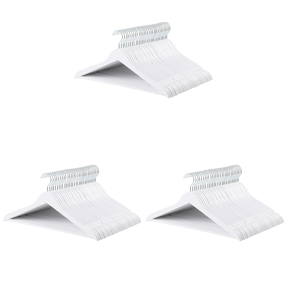 Amazon Basics Wood Suit Clothes Hangers for Closet Organizer, Natural, 30-Pack