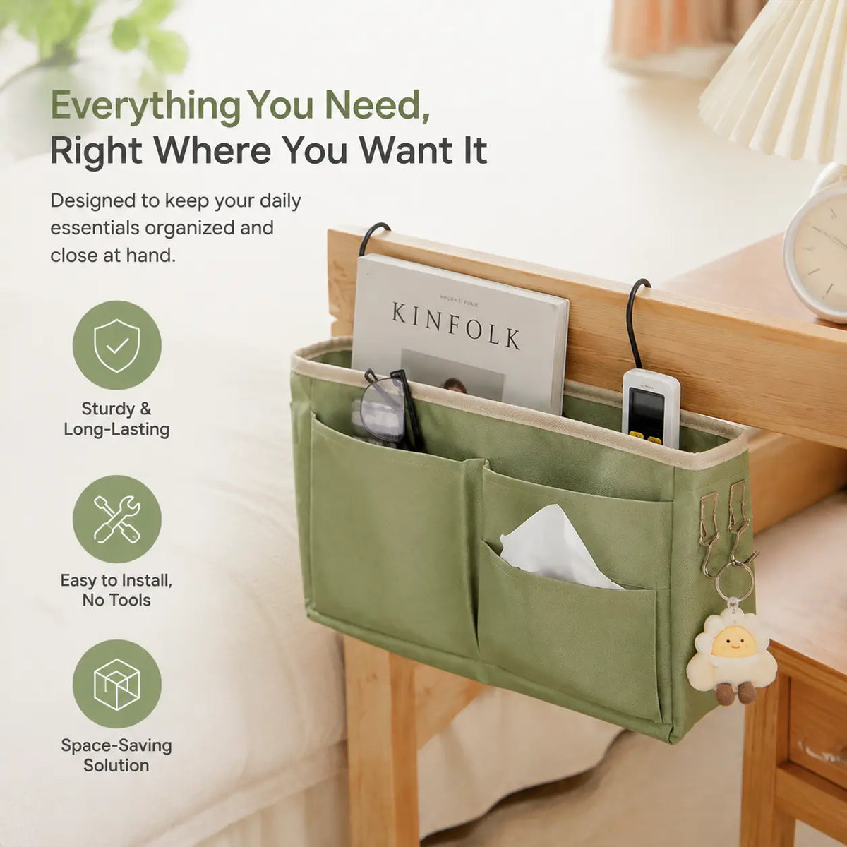 Over-the-Bed Hanging Storage Organizer for Small Spaces – Heavy-Duty Fabric Bins with Adjustable Height Straps, Ideal for Dorms, Apartments, and Compact Bedrooms to Store Towels, Linens, Toiletries, Books, and Everyday Essentials, Storage Bin