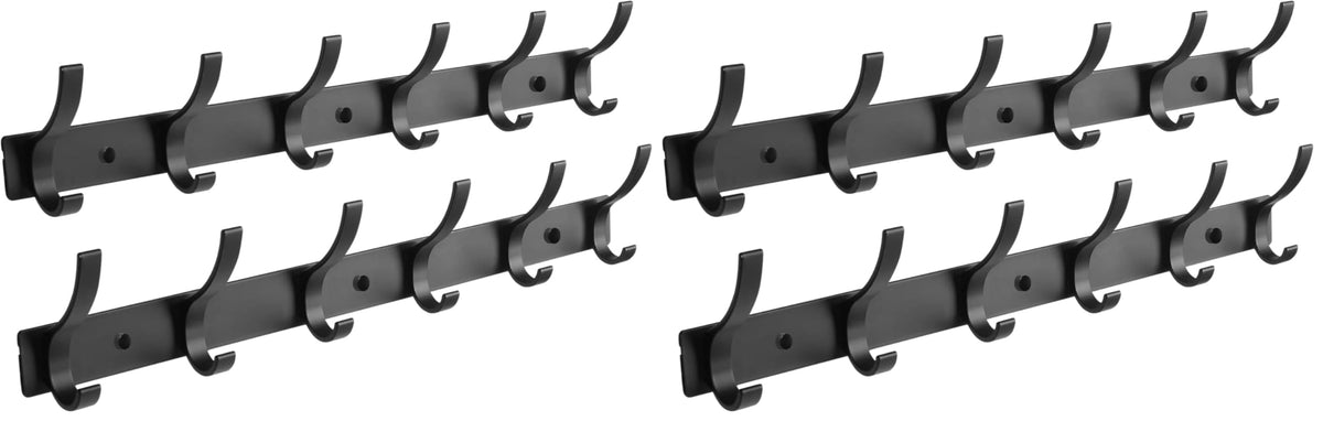 Optish Coat Rack Wall Mount, Wall Hooks for Hanging, Entry Coat Hooks Coat Hanger, Hat Rack Holder for Wall, Key Holder Purse Racks, Towel Rack for Bathrooms (2 Pack, Black)