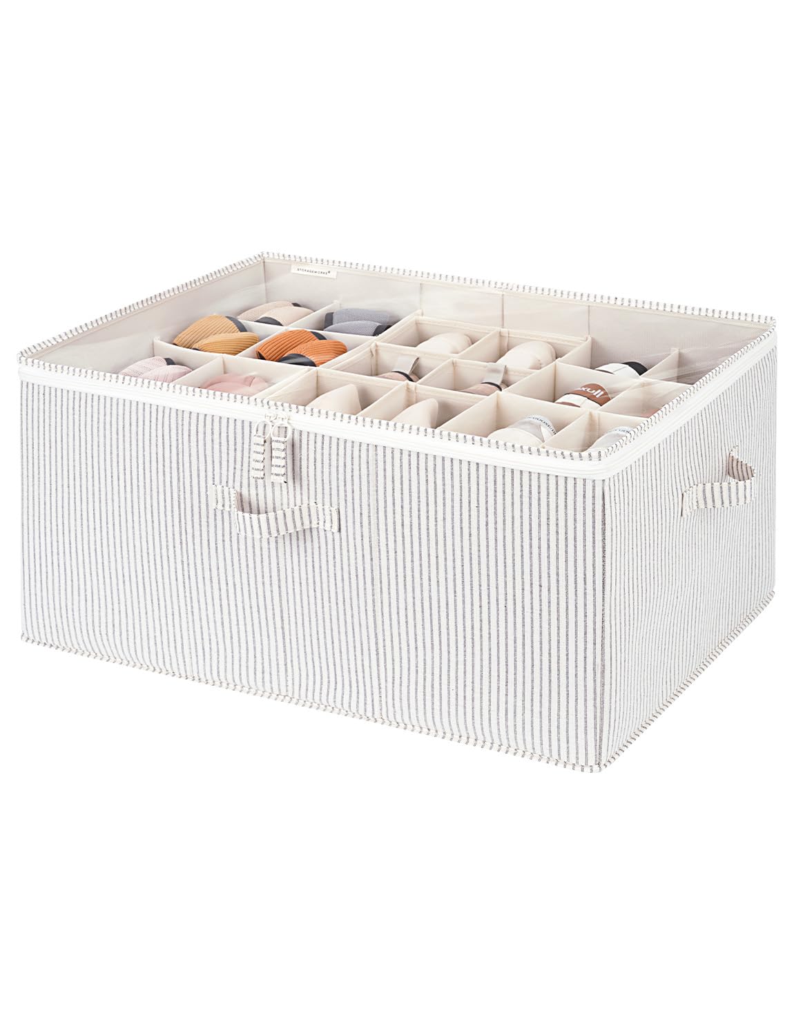 StorageWorks 24-Pair Large Shoe Storage Box, Adjustable Dividers, Taupe
