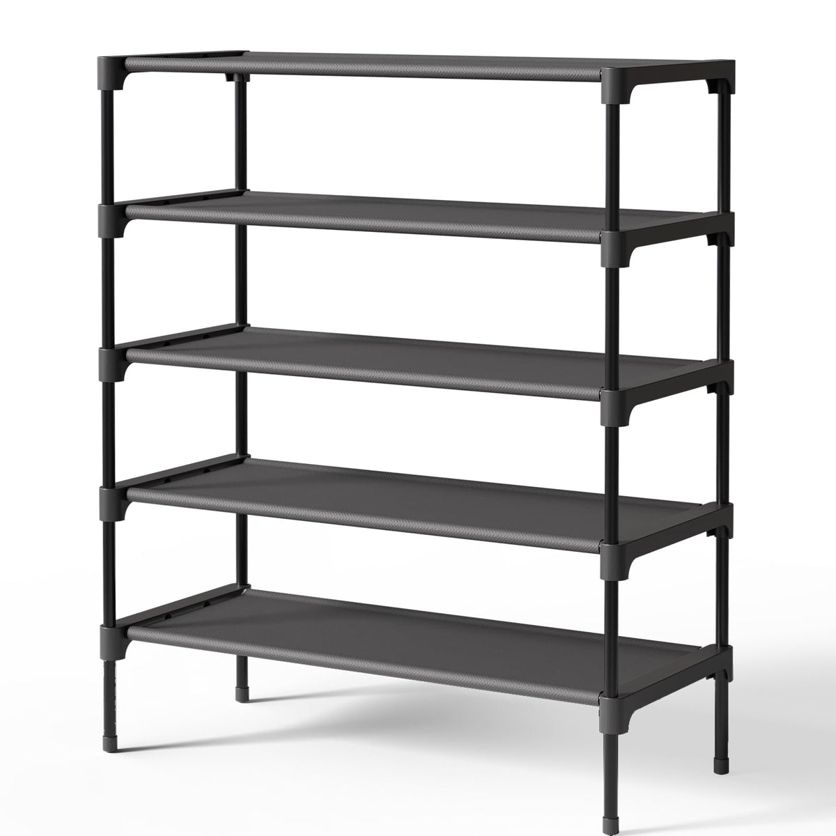 Kitsure Shoe Rack - Non-Woven Shoe Rack Shelf, 27.5" Wide - 3 Tier, Black