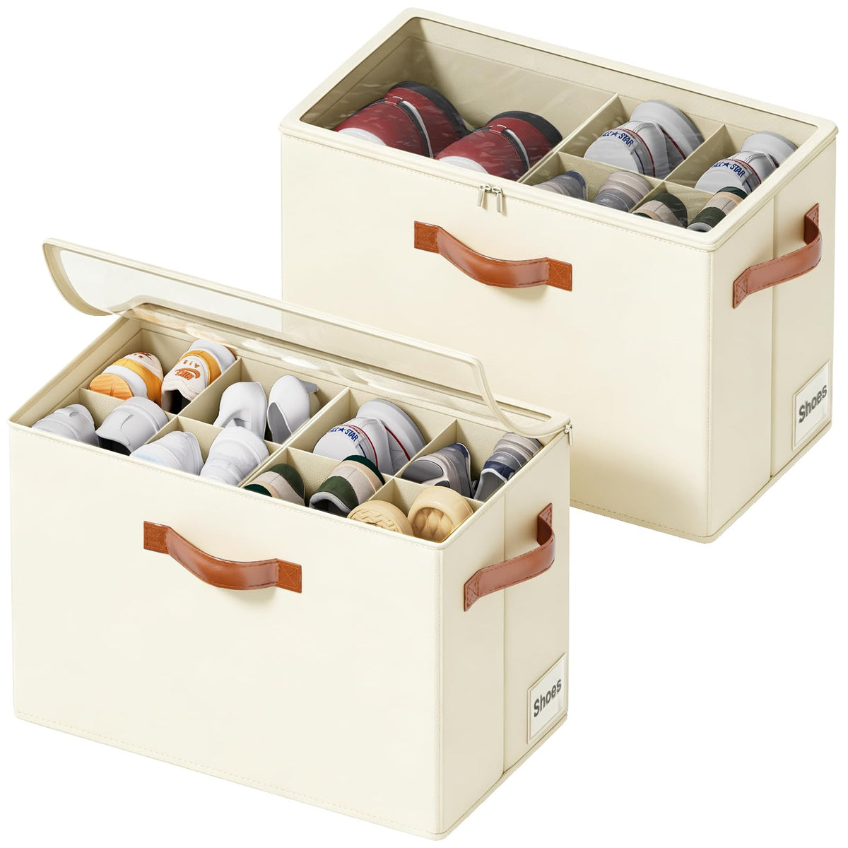 Shoe Organizer for Closet, Fits 16 Pairs, Gray, 2 Pack