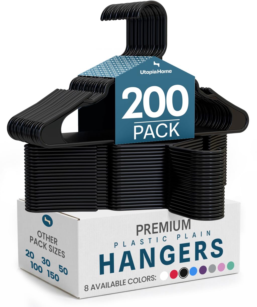 Utopia Home Plastic Hangers 50 Pack – Space Saving Clothes Hanger White