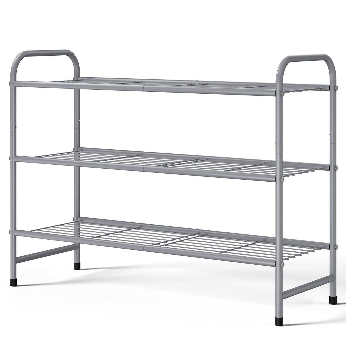 Kitsure Stainless Steel Shoe Rack Organizer, 25.6" Wide - 3 Tier, Black