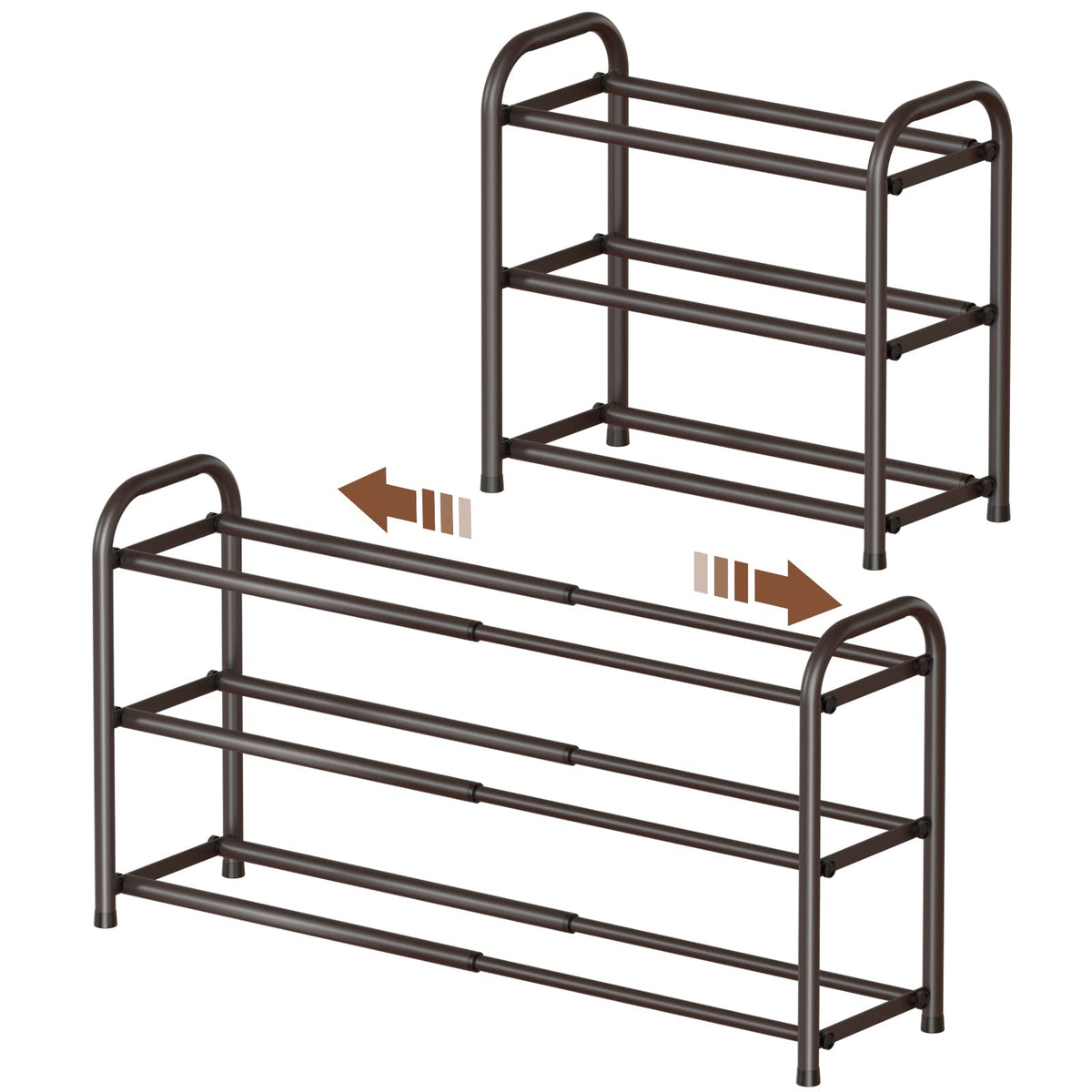 Gonfoam Expandable 3-Tier Shoe Rack for Closet and Entryway, Black