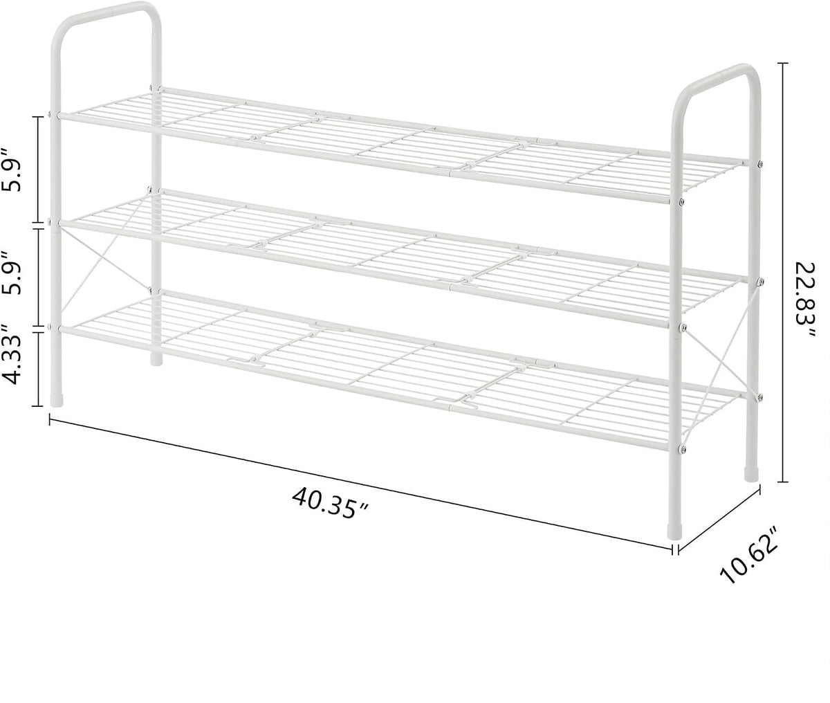 Hoctieon 3 Tier Durable Mesh Style Shoe Rack, Entryway Shoe Shelf, Shoe Rack FreeStanding, Shoe Storage Organizer, Shoe Rack for Closet, Space Save For bathroom, Hallway, Bedroom, Living Room, White