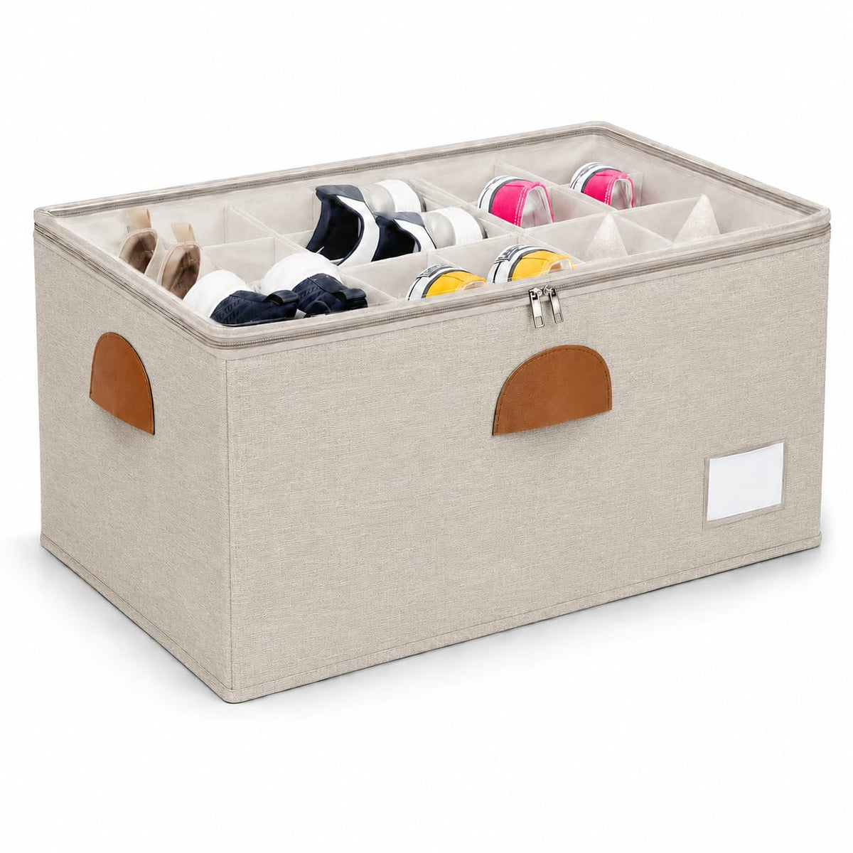 2 Pack Shoe Organizer for Closet with Adjustable Divider Shoe Storage Box