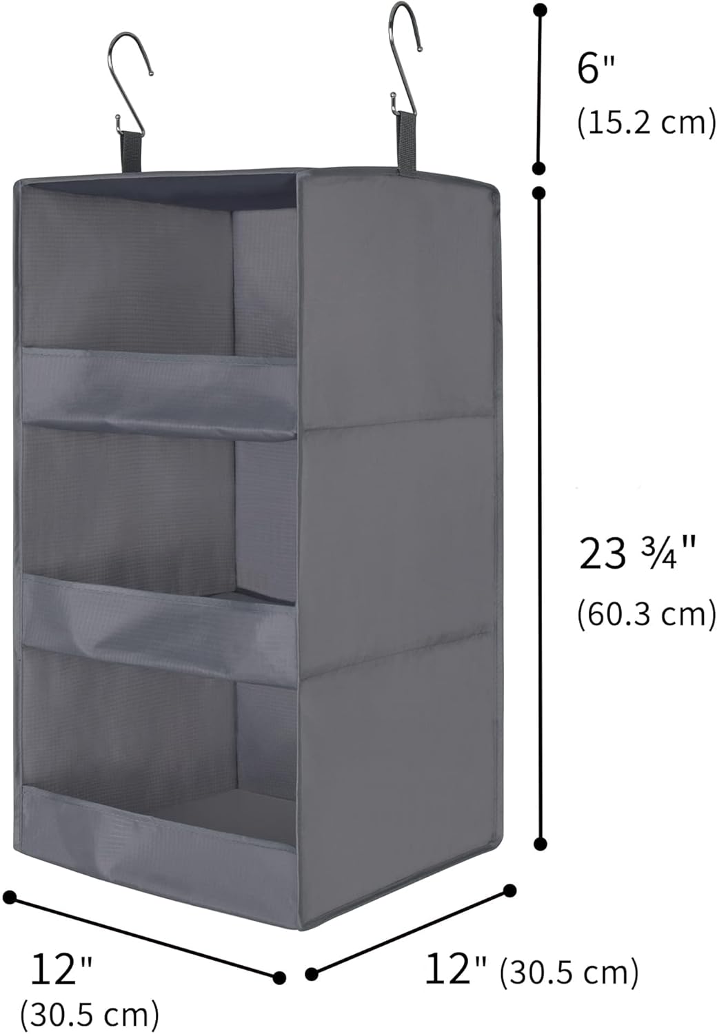 GRANNY SAYS 3-Shelf Hanging Closet Organizer, Foldable Storage, Gray