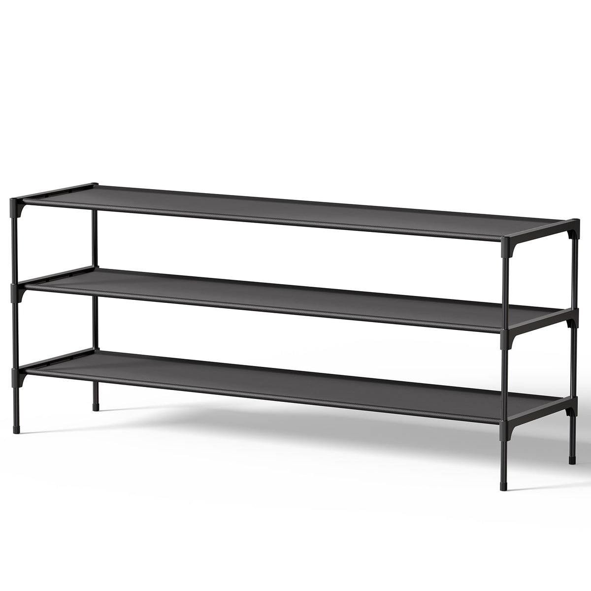 Kitsure Shoe Rack - Non-Woven Shoe Rack Shelf, 27.5" Wide - 3 Tier, Black
