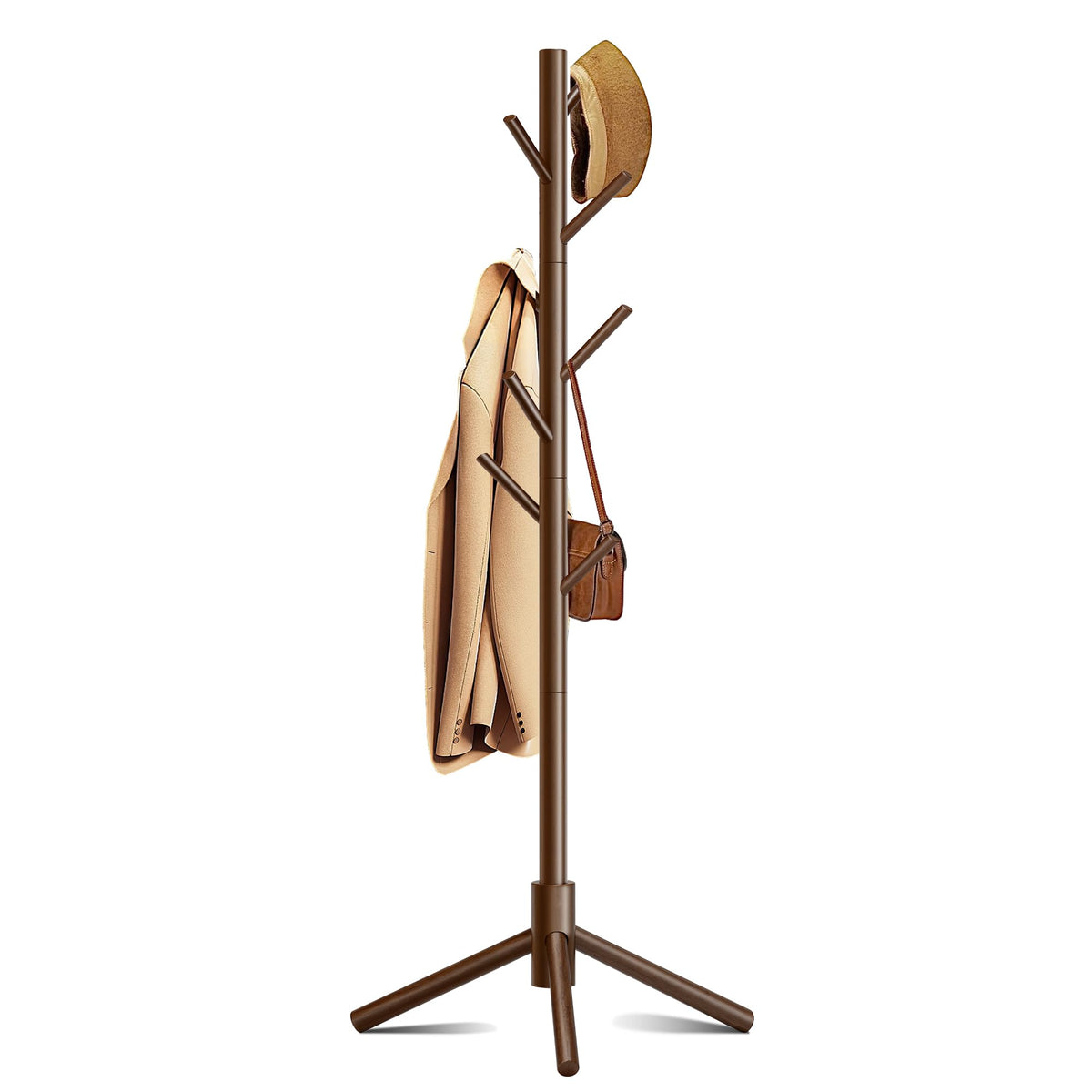 8-Hook Freestanding Coat Rack 3 Adjustable Heights Sturdy Black