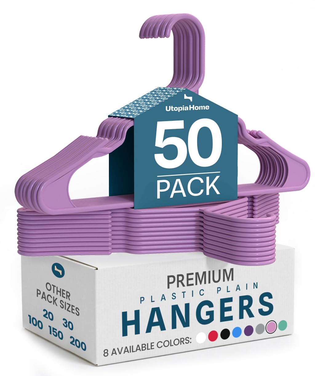 Utopia Home Plastic Hangers 50 Pack – Space Saving Clothes Hanger White