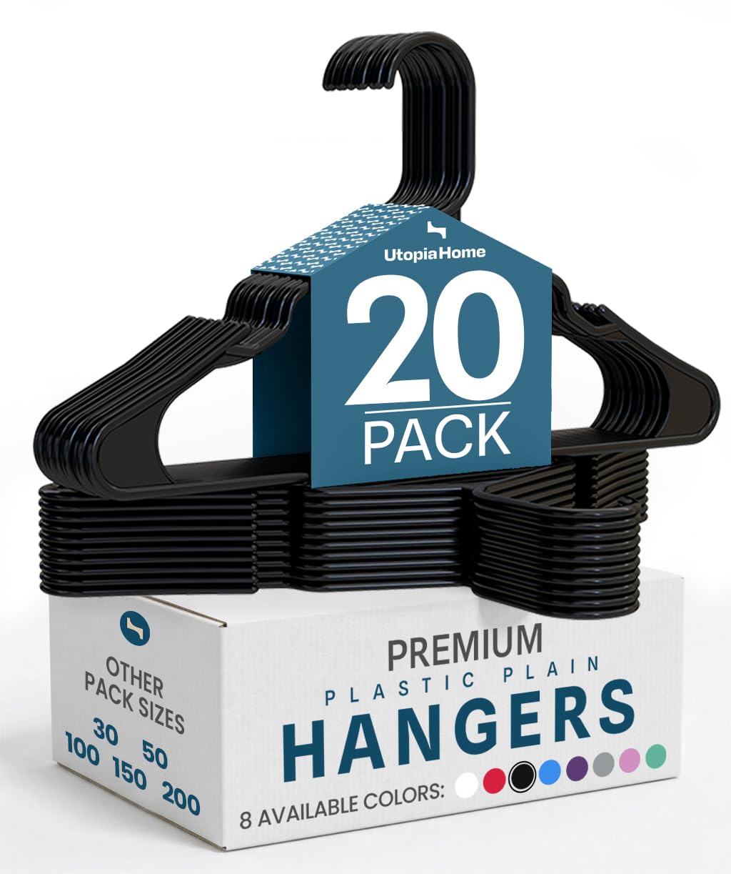 Utopia Home Plastic Hangers 50 Pack – Space Saving Clothes Hanger White