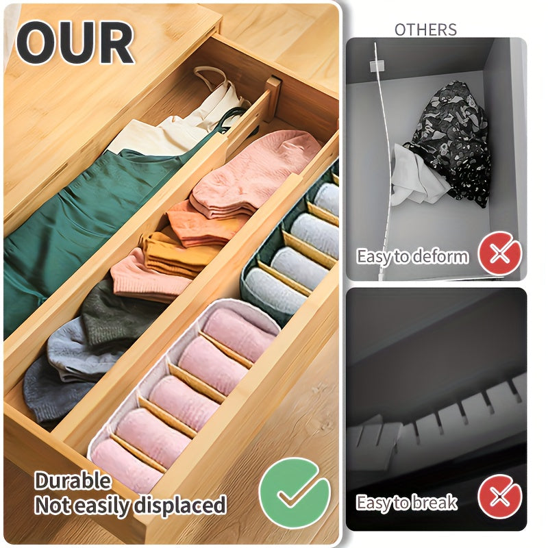 4pcs Bamboo Versatile Drawer Dividers - Expandable & Adjustable Organizers For Home Efficiency - Neat Storage Solution For Kitchen, Bedroom, Wardrobe & Cabinet