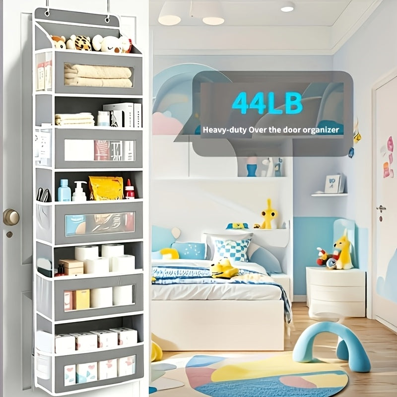 Over The Door Organizer Storage, 5 Shelf Hanging Door Organizer With 10 Large Capacity Pockets, No Drilling Required Anti Tilt 44 Lb Load Behind Door Storage For Bedroom, Bathroom, Pantry, Nursery, Child Children Nursery