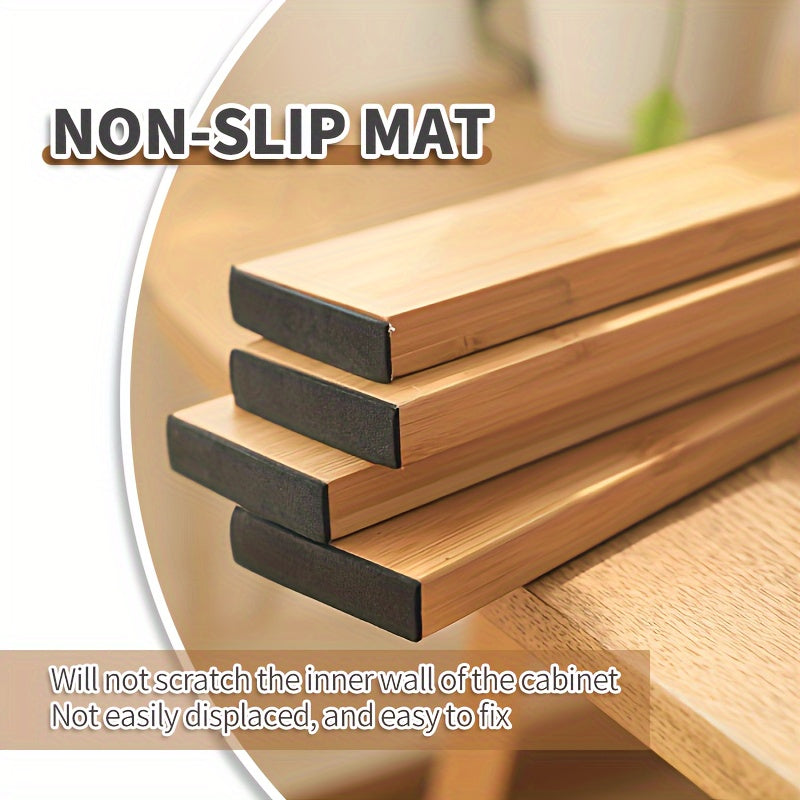4pcs Bamboo Versatile Drawer Dividers - Expandable & Adjustable Organizers For Home Efficiency - Neat Storage Solution For Kitchen, Bedroom, Wardrobe & Cabinet