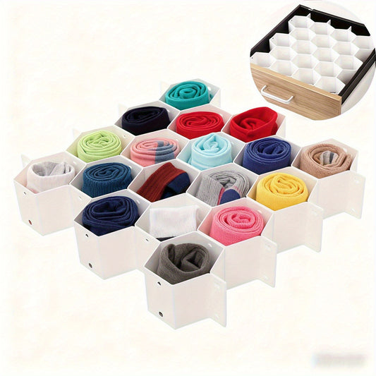 6pcs 13-Slot Honeycomb Drawer Dividers, Cosmetic Organizer, Drawer Organizer, Underwear Storage Box, Sock Storage Box, Panty Storage Box, Organizer Grid Dividers