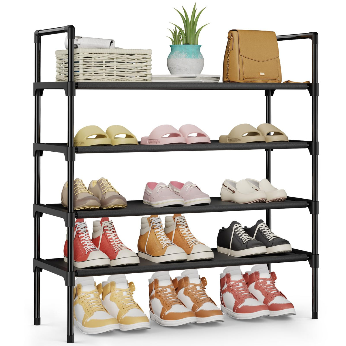 Kitsure Shoe Rack for Closet, Shoe Organizer, 27.6" Wide - 3 Tier, Black