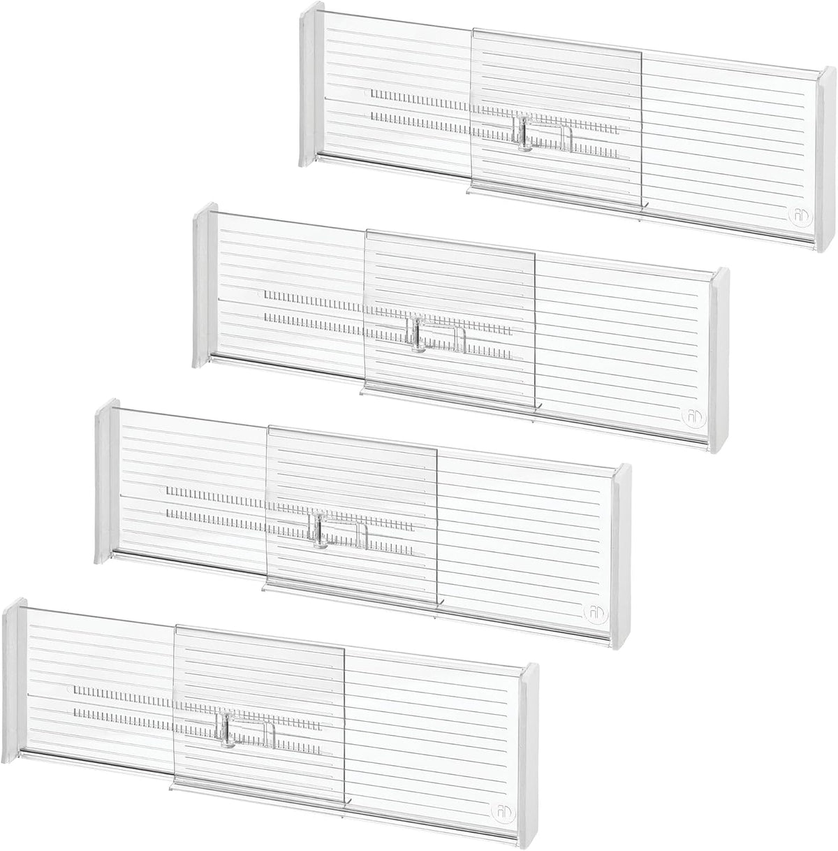 iDesign Plastic Adjustable Drawer Dividers, Clear, Set of 2