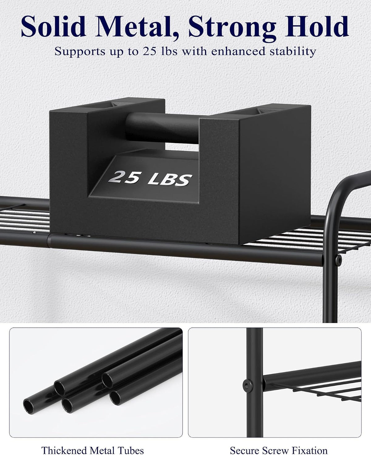 Kitsure Stainless Steel Shoe Rack Organizer, 25.6" Wide - 3 Tier, Black