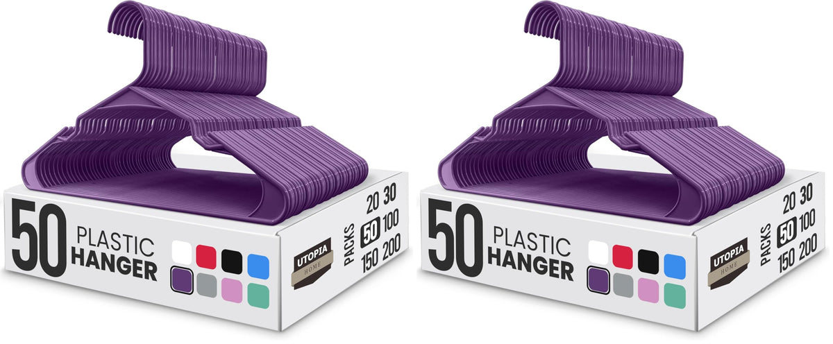 Utopia Home Plastic Hangers 50 Pack – Space Saving Clothes Hanger White
