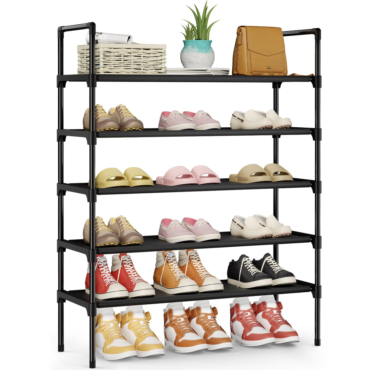 Kitsure Shoe Rack for Closet, Shoe Organizer, 27.6" Wide - 3 Tier, Black