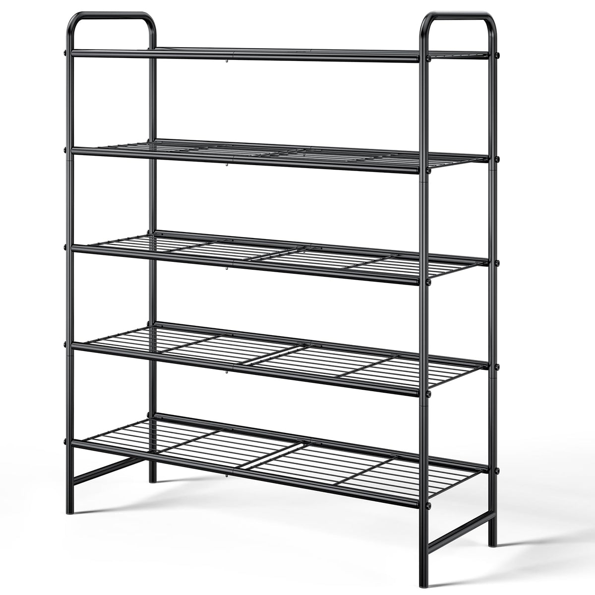 Kitsure Stainless Steel Shoe Rack Organizer, 25.6" Wide - 3 Tier, Black