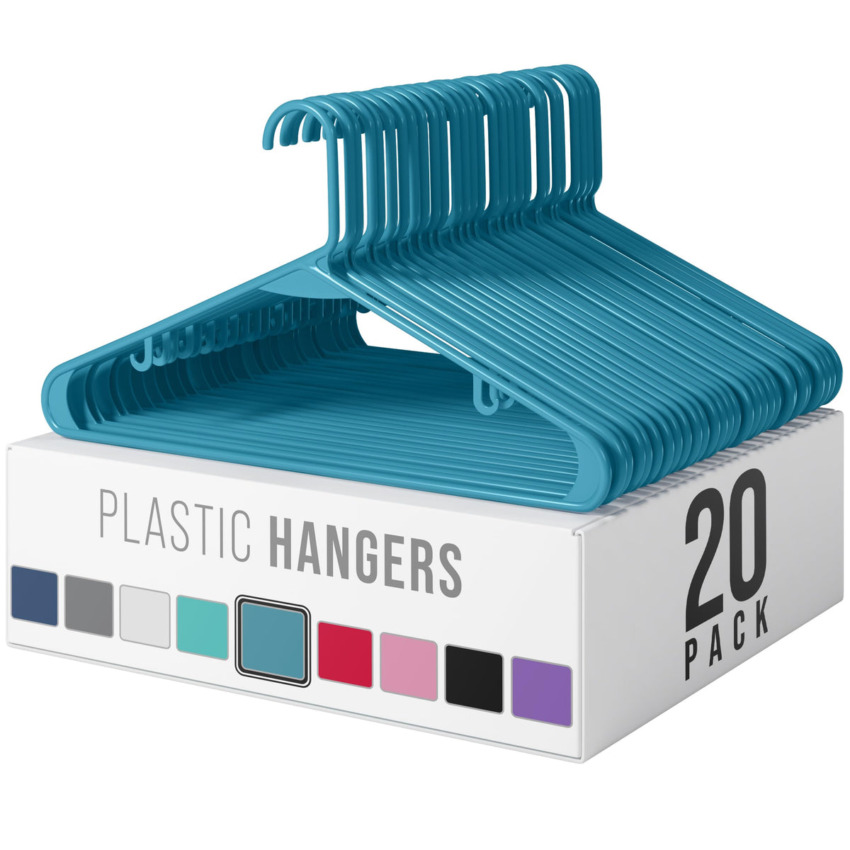 Plastic Hangers 20 Pack Black - Clothes Hangers - Makes The Perfect Coat Hanger and General Space Saving Hangers for Closet and New Apartment Essentials - Percheros Ganchos para Colgar Ropa Hangars