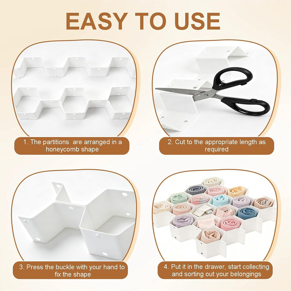 Panties Organizer for Drawer, Honeycomb Cell Divider