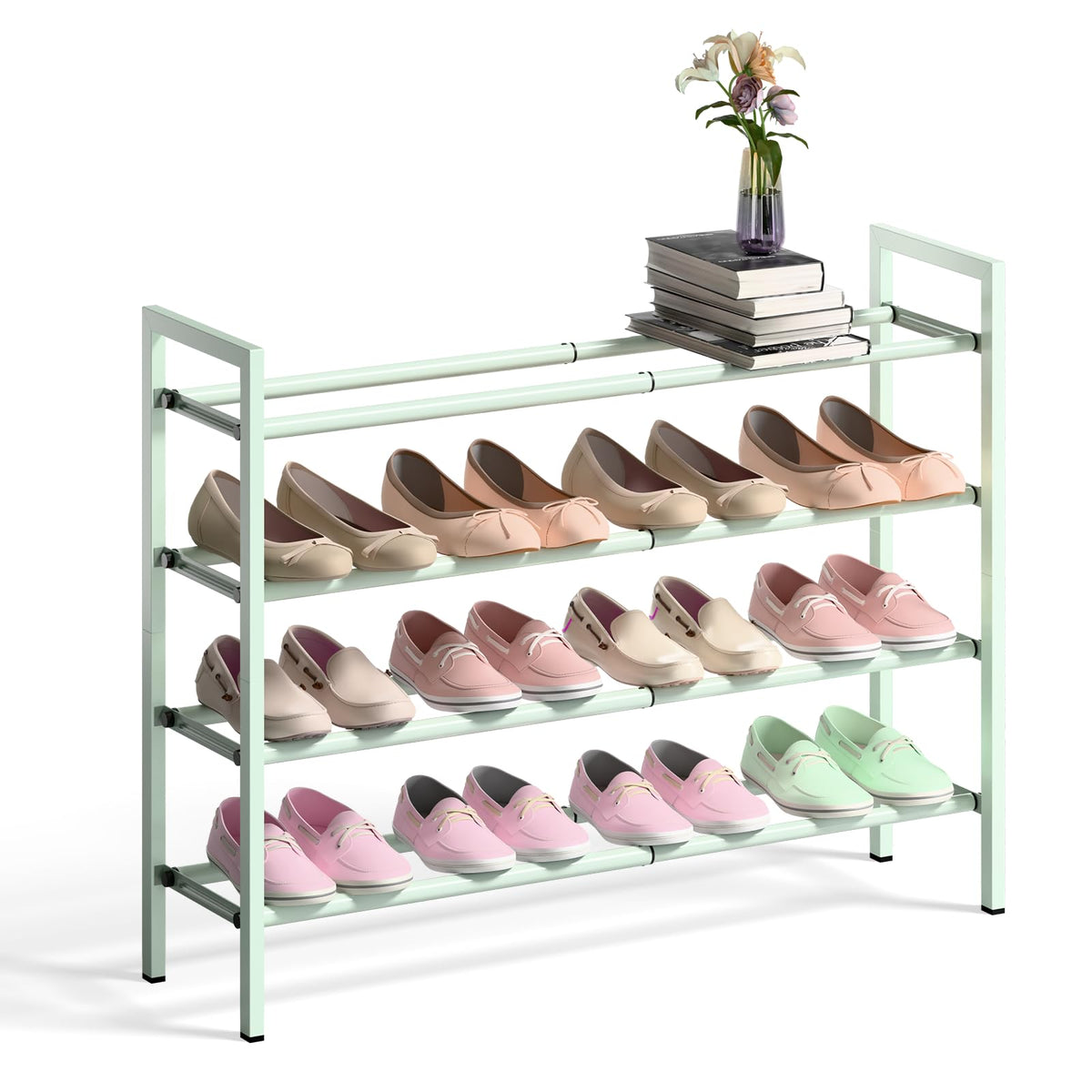 Bumusty 3 Tier Expandable Shoe Rack for Closet, Black