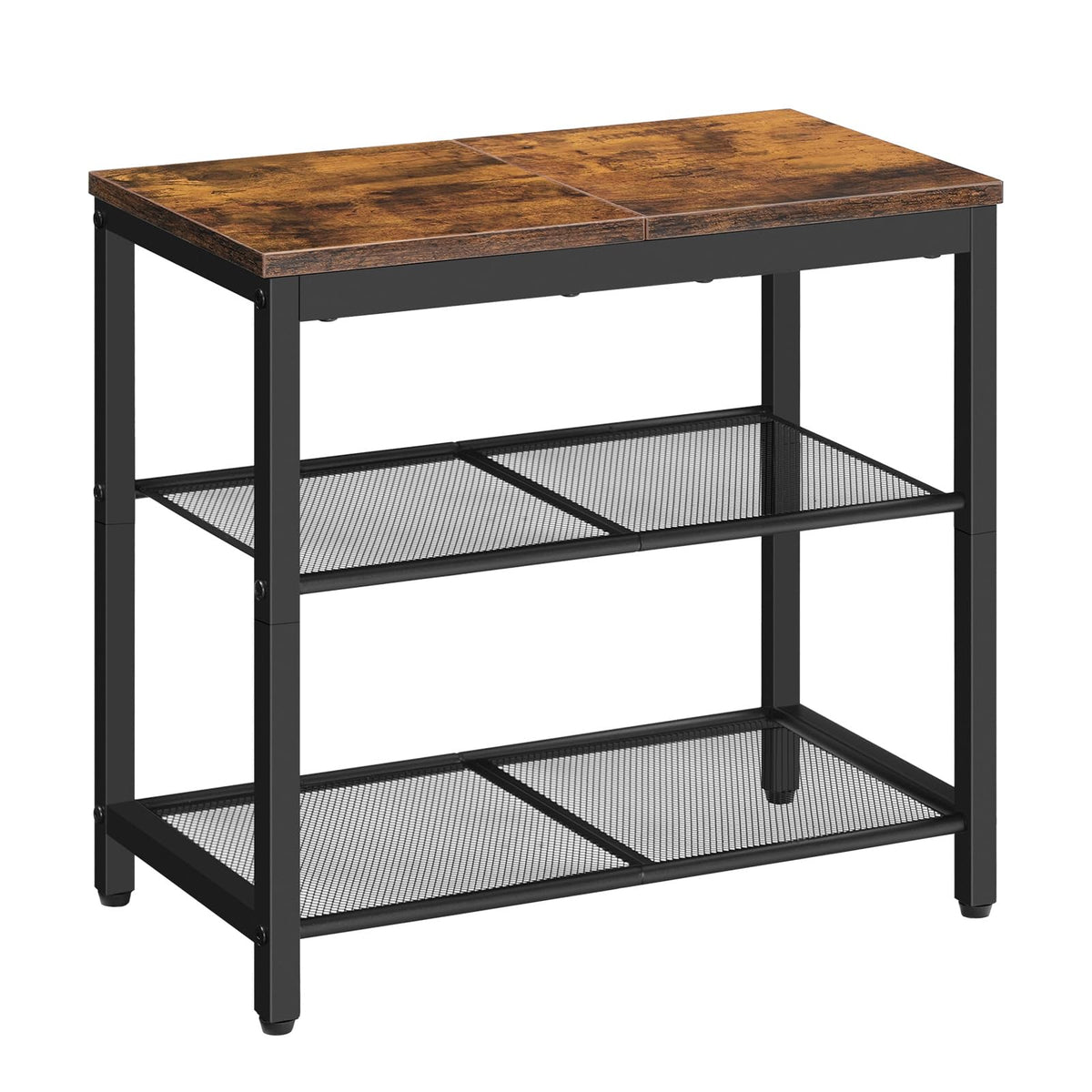 HOOBRO Shoe Bench, 3-Tier Shoe Rack, Industrial Shoe Organizer Storage Bench, 29.5 inches Entry Bench with Mesh Shelves, for Entryway, Living Room, Hallway, Easy Assembly, Rustic Brown BF75HX01