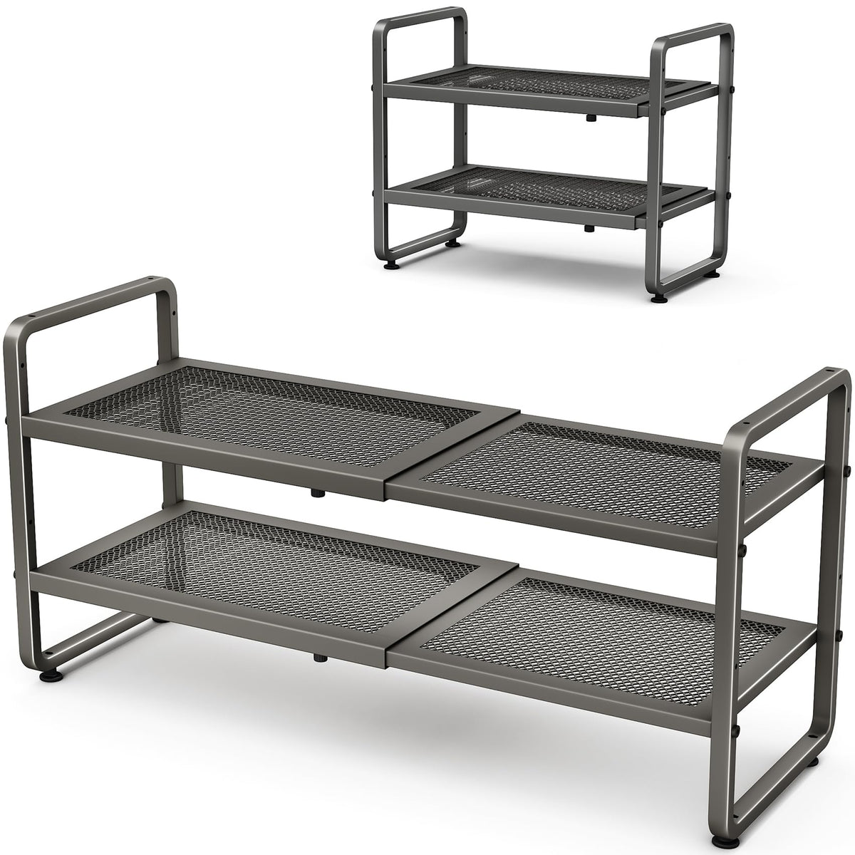 Expandable Metal Shoe Rack for Closet, Entryway & Garage, 2-Tier, Black