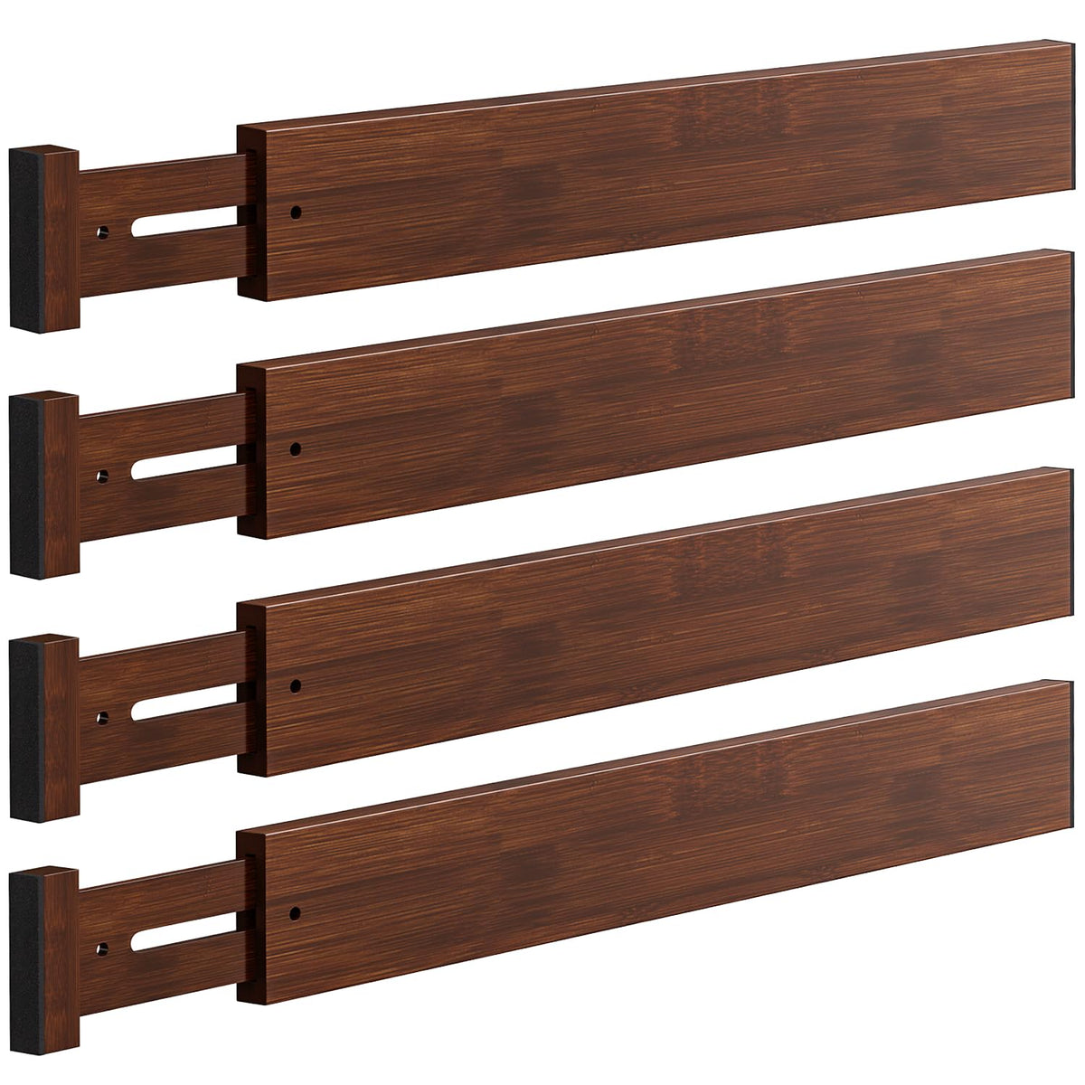 4 Pack Bamboo Drawer Dividers 17-22" Adjustable Kitchen Organizer, White