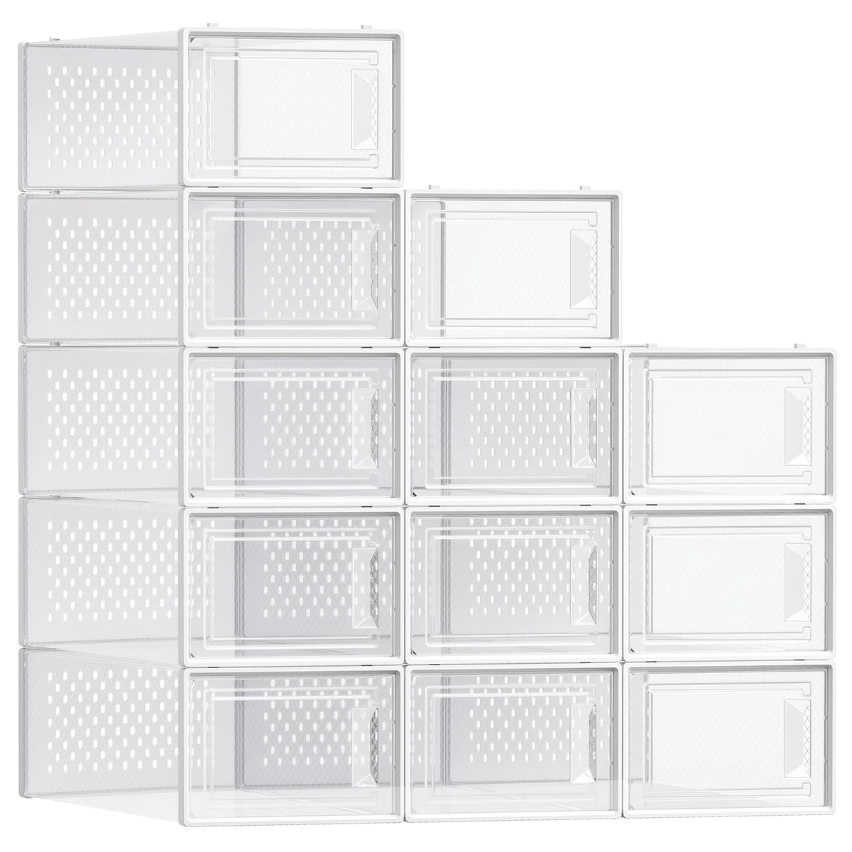SONGMICS Shoe Boxes, Clear Plastic Sneaker Box, Pack of 12