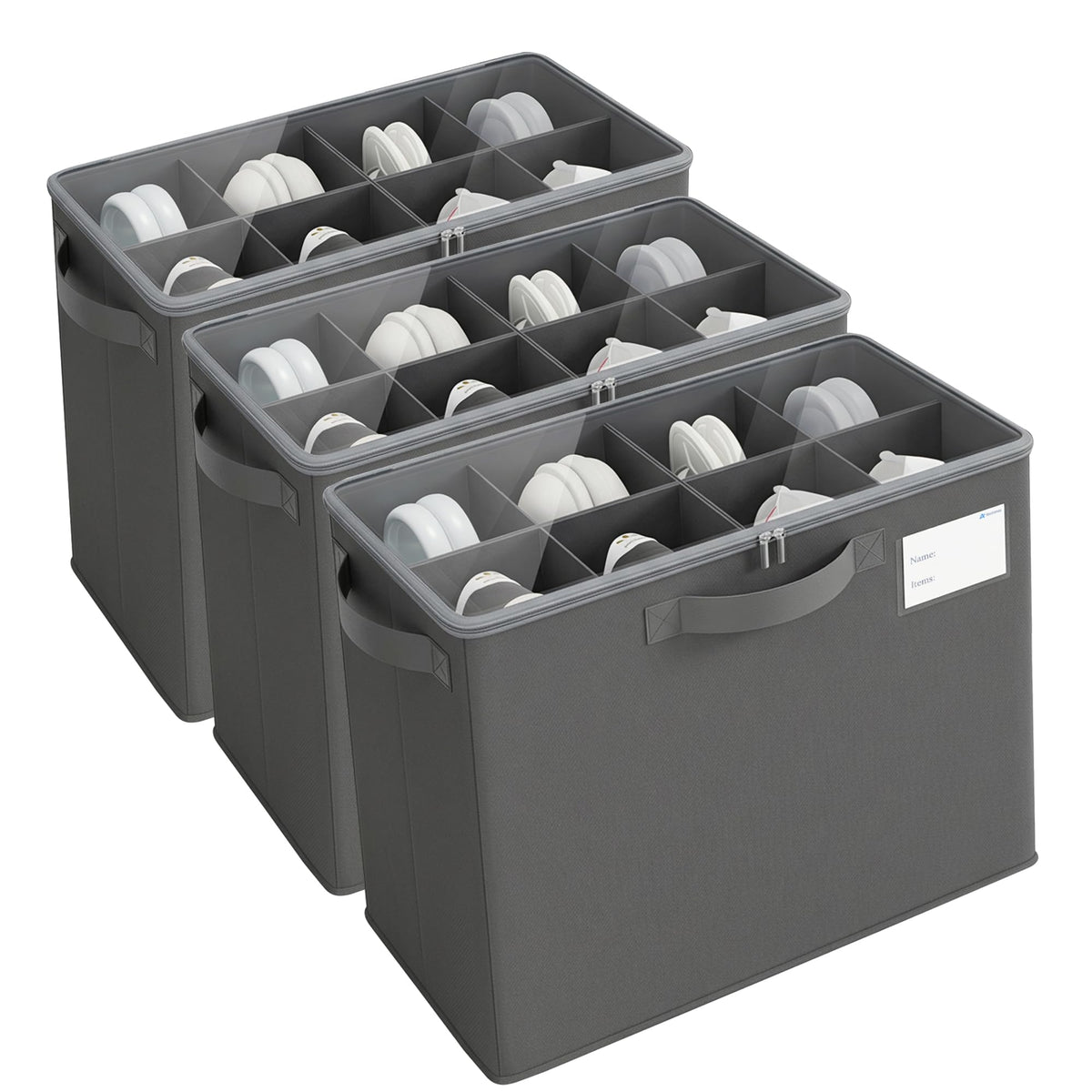Varhomax Shoe Organizer Box for Closet, Small Fabric Shoe Storage Bin with Adjustable Dividers & Clear Cover, Saving Space Sneakers & Sandals Containers for Entryway, Cubby