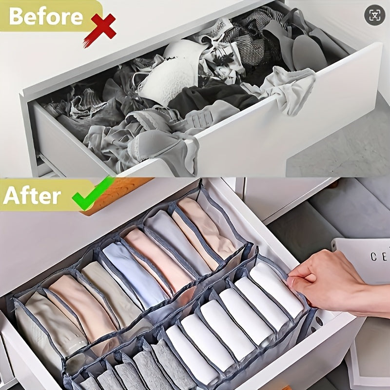 3pcs Space-Saving Mesh Socks, Underwear, And Belt Organizer - Nylon Drawer Divider, 7 Grids, 11 Grids