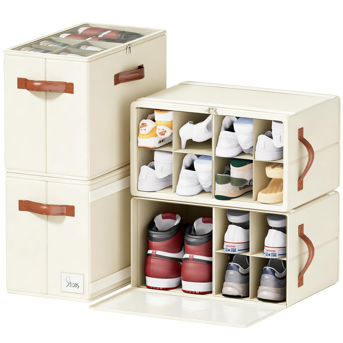 Shoe Organizer for Closet, Fits 16 Pairs, Gray, 2 Pack