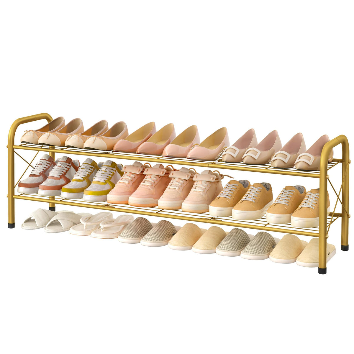 Hoctieon 3 Tier Durable Mesh Style Shoe Rack, Entryway Shoe Shelf, Shoe Rack FreeStanding, Shoe Storage Organizer, Shoe Rack for Closet, Space Save For bathroom, Hallway, Bedroom, Living Room, White