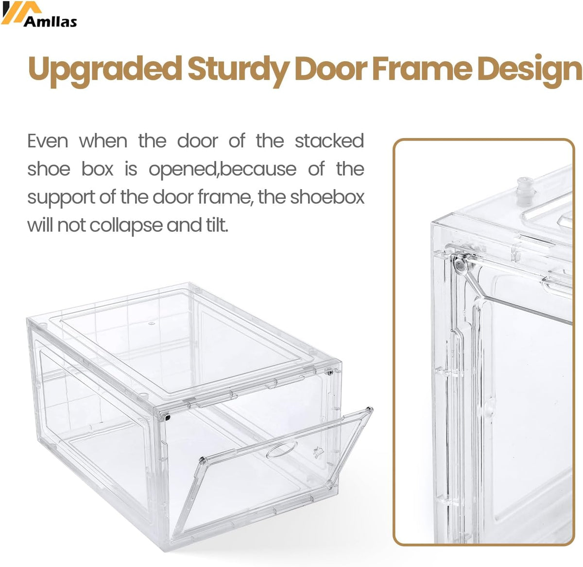 12 Pack Clear Shoe Storage, Stackable Shoe Organizer, Shoe Boxes for Closet