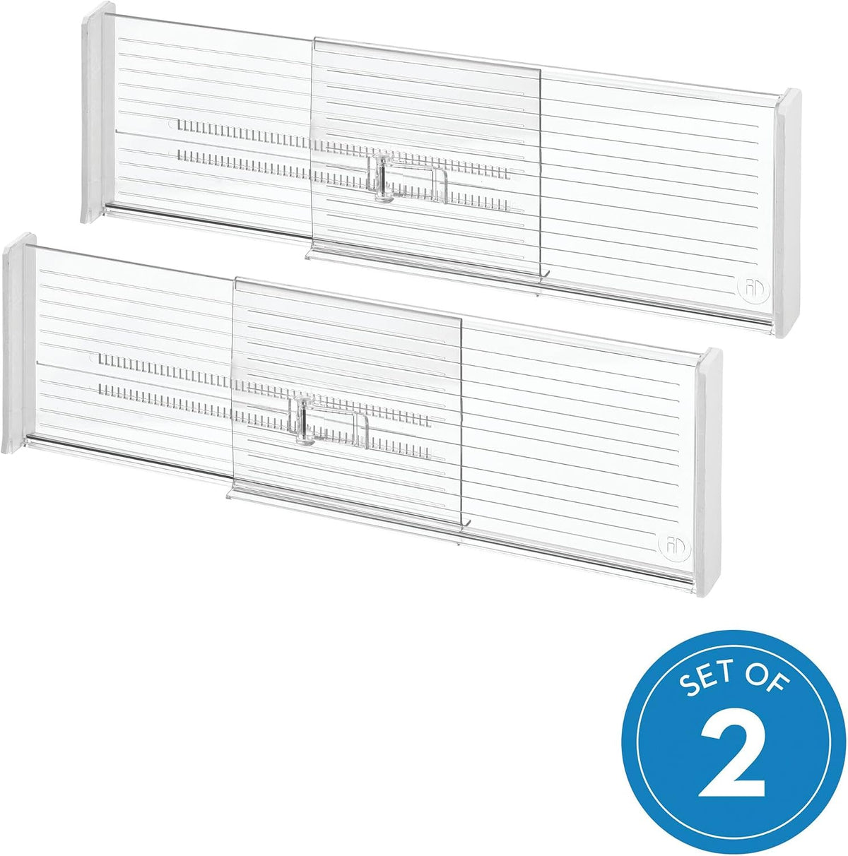 iDesign Plastic Adjustable Drawer Dividers, Clear, Set of 2