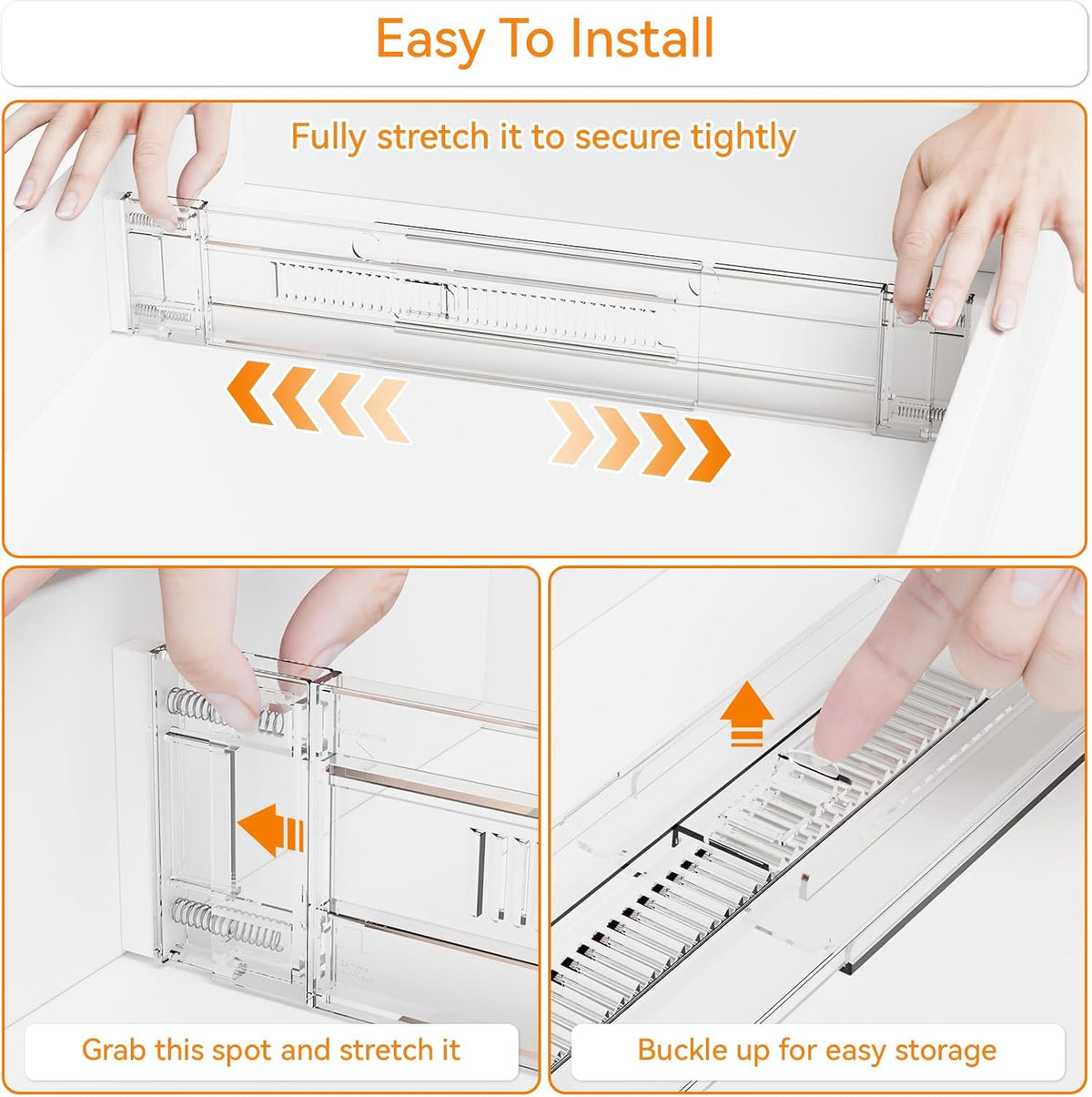 Yieach 4 Pack 3.2 Inch Shallow Acrylic Drawer Dividers for Clothes,Expandable Deep Dresser Dividers From 15 to 21'',Adjustable Drawer Separators for Dresser,Nursery and Baby Clothing,Sock,Underwear